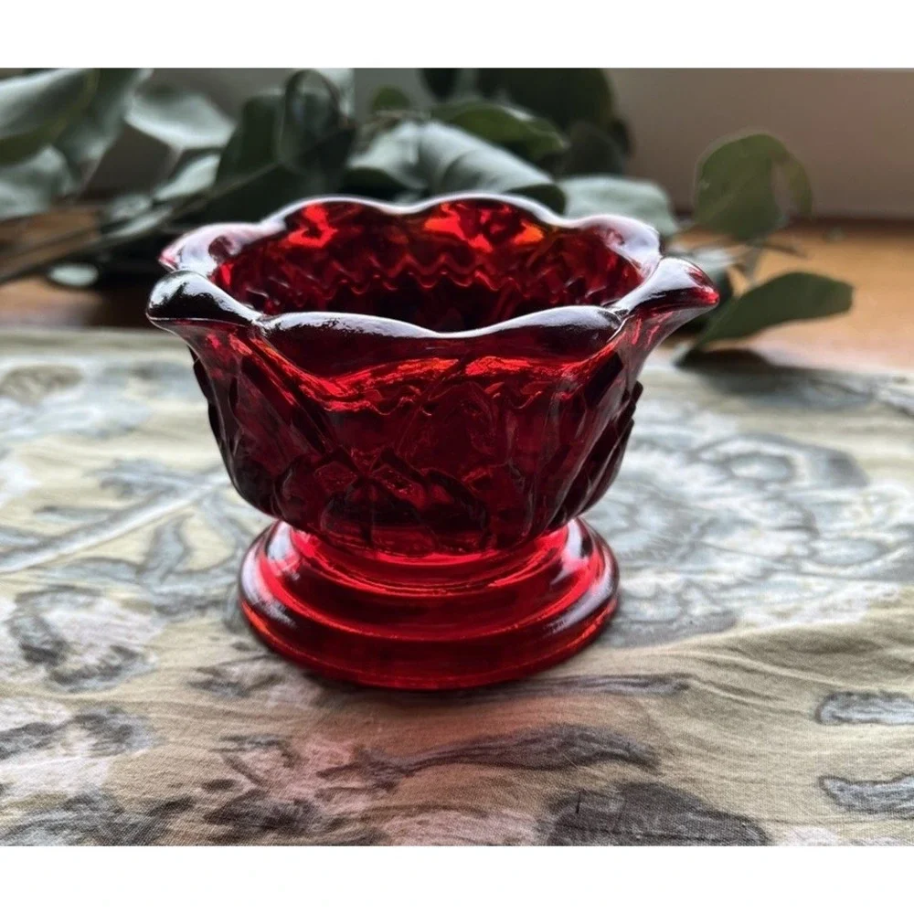 Brooke Crescent Amberina Red Ruby Diamond Pineapple Fairy Lamp BASE ONLY Vintage
